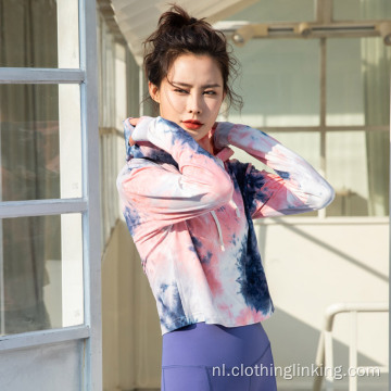 Tie-dye bedrukte losse hoodies met lange mouwen